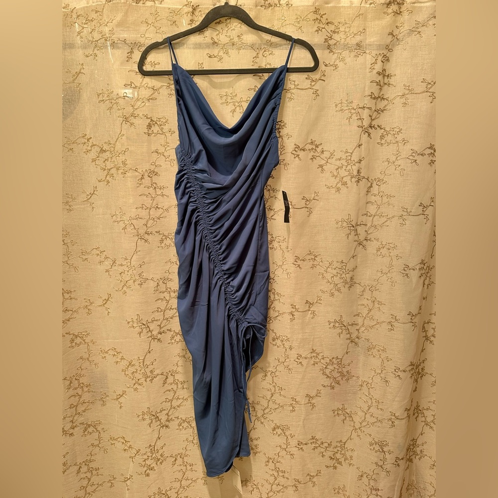 Abercrombie & Fitch Ruched Asymmetrical Midi Dress
